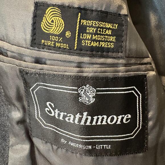 Vtg Strathmore Blazer Men Sz 38 Gray Pinstripe 100% Wool Classic Suit Jacket USA - Picture 2 of 14